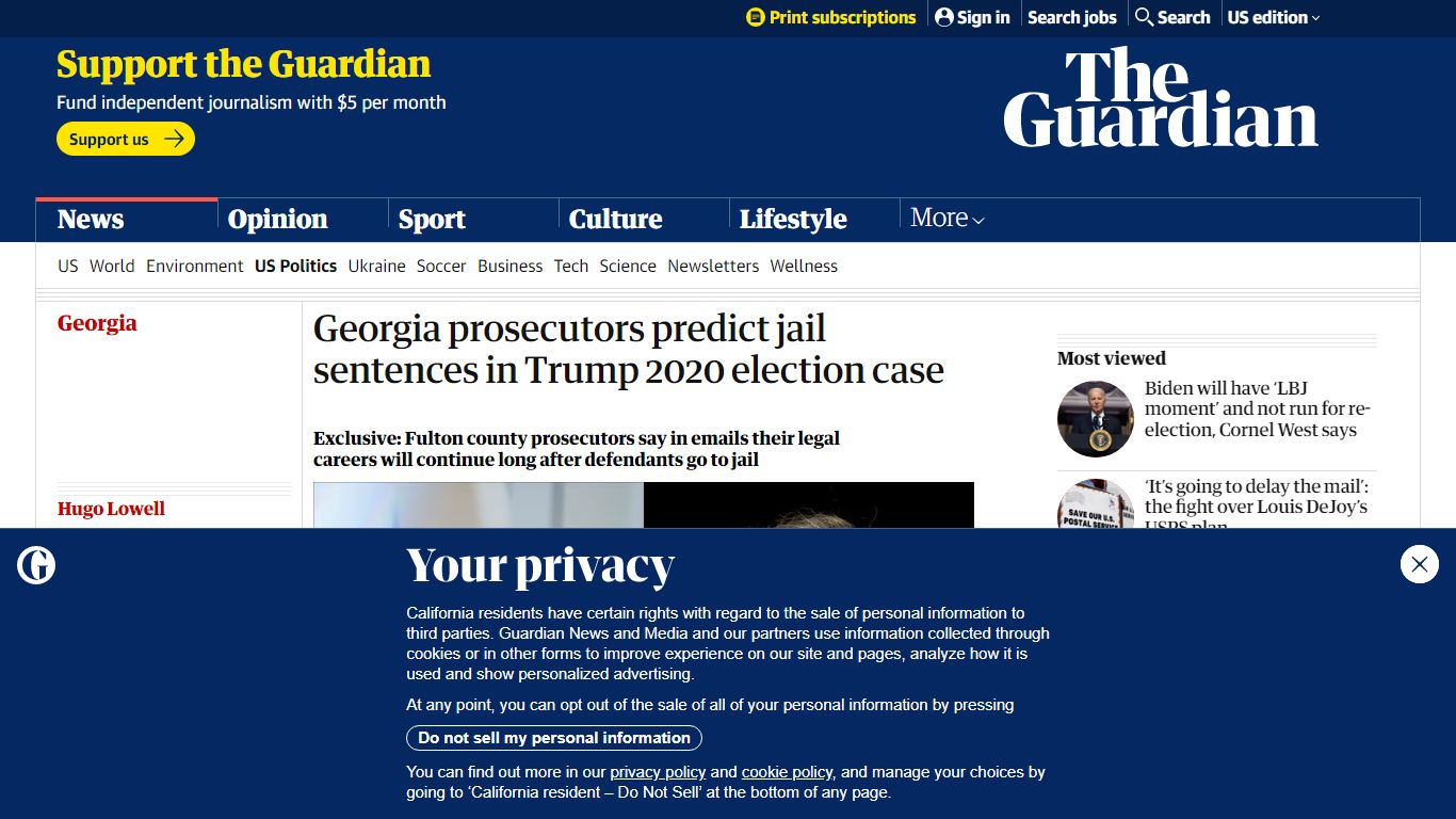 Georgia prosecutors predict jail sentences in Trump 2020 election case ...